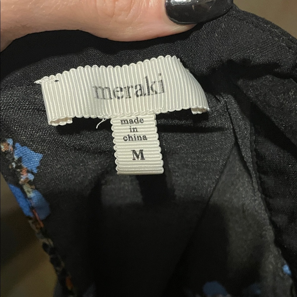 Meraki Black Floral Cold Shoulder Blouse - Picture 2 of 4